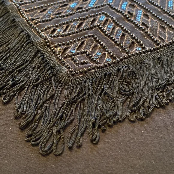 Express Black Eyelet Beaded Sequined Fringe Sleeveless Top - Picture 4 of 8